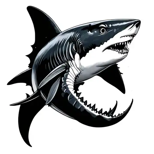 shark pisces sign tattoo design idea