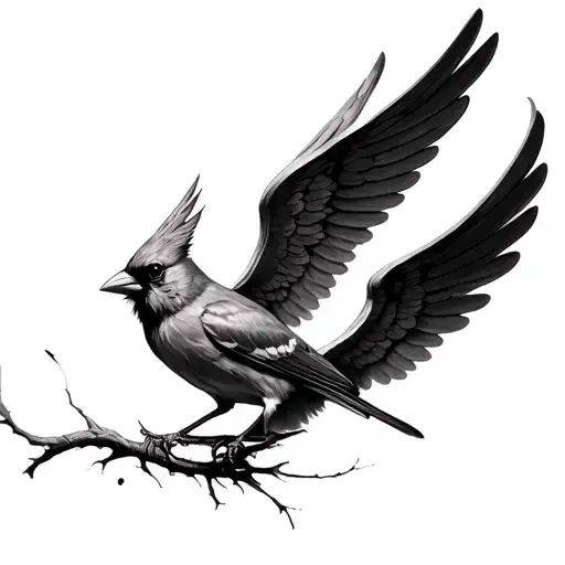 Cardinal With Angel Wings tattoo design idea