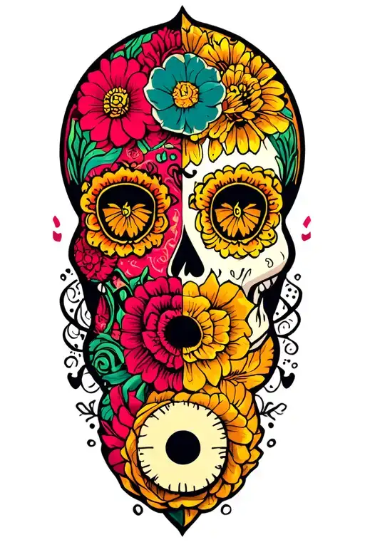 day of the dead  yin yang tattoo design idea