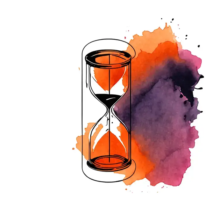 hourglass black and orange calligraphic style tattoo design idea