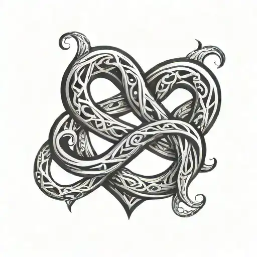 elegant polyamory infinity heart thick tattoo design idea