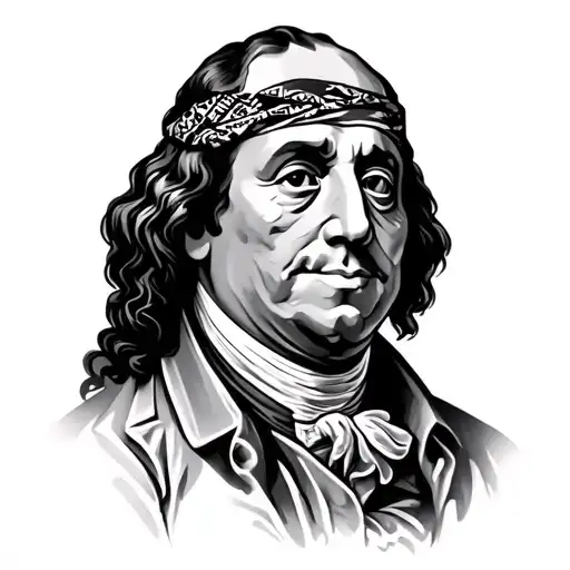 benjamin franklin with bandana tattoo design idea