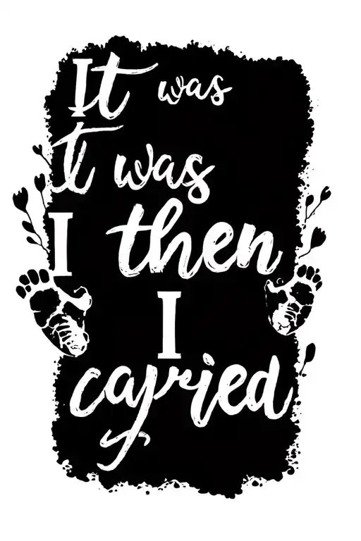 "It was then I carried you" footprints in the sand flowing tattoo design idea