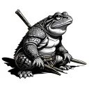 toad samurai sitting tattoo design idea