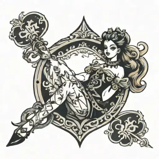 Queen of Spades, BBC, Girl on her knees tattoo design idea