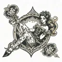Queen of Spades, BBC, Girl on her knees tattoo design idea