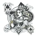 Queen of Spades, BBC, Girl on her knees tattoo design idea
