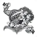 Queen of Spades, BBC, Girl on her knees tattoo design idea