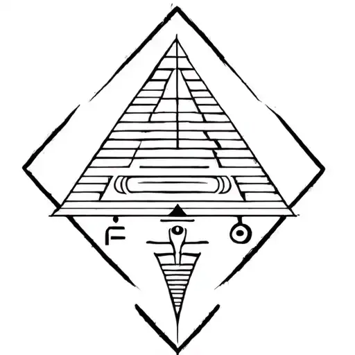Egyptian pyramid made from protection and authority glyphs tattoo design idea