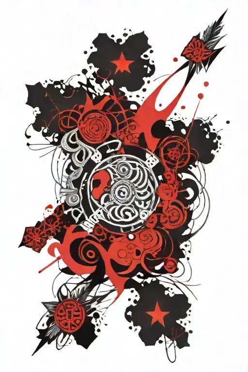 mandala elements and geometric pattern of leo, pisces and cancer horoscope  tattoo design idea