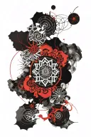 mandala elements and geometric pattern of leo, pisces and cancer horoscope  tattoo design idea