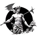 Apollo greek god posing with his arrow tattoo design idea