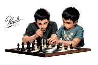 Dad and Son playing chess tattoo design idea