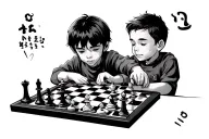 Dad and Son playing chess tattoo design idea