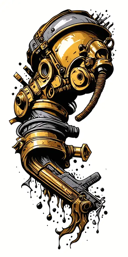 gold mining tattoo design idea