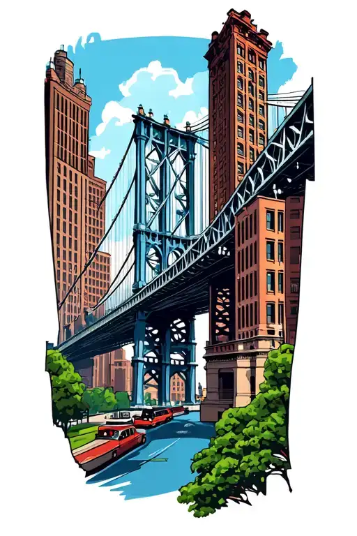 Pittsburgh downtown city bridges tattoo design idea