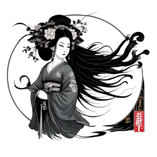 Geisha silent syndicate tattoo design idea