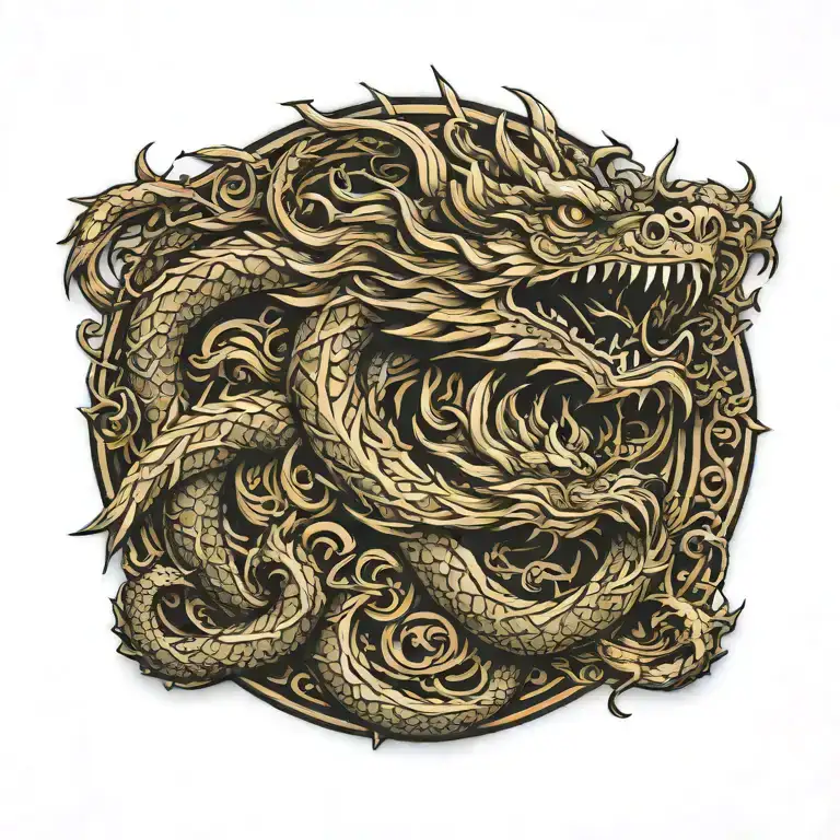 Chinese wood dragon zodiac symbols tattoo design idea
