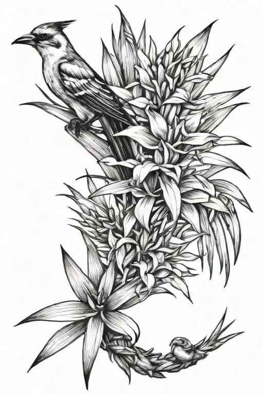 yucca plant and bird of paradise tattoo design idea