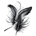 a feather turning into ocean wave crashing tattoo design idea