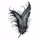 a feather turning into ocean wave crashing tattoo design idea