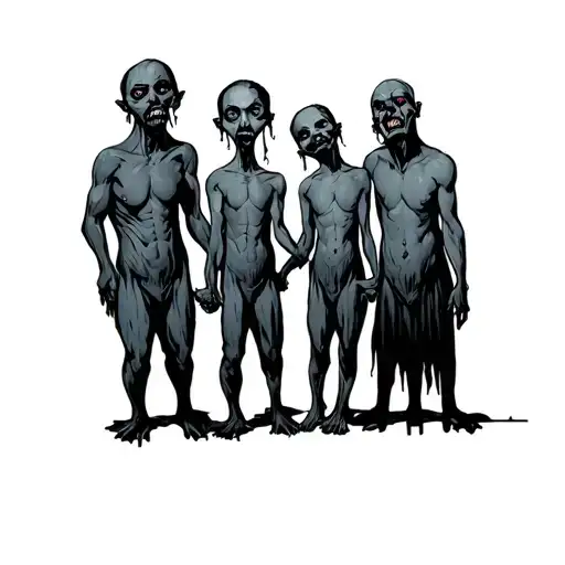 four ugly friends holding hands tattoo design idea