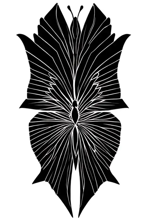 a masculine butterfly signifying self discovery, growth, wisdom, and confidence but does not look too realistic tattoo design idea