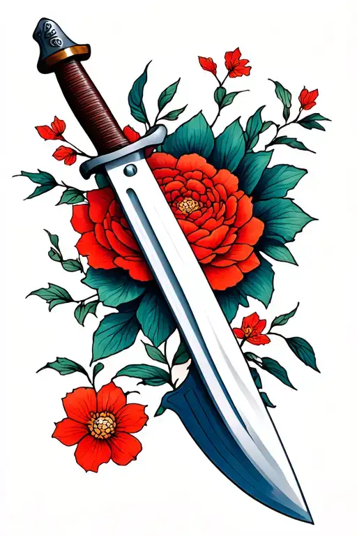 Fresh stab knife tattoo design idea