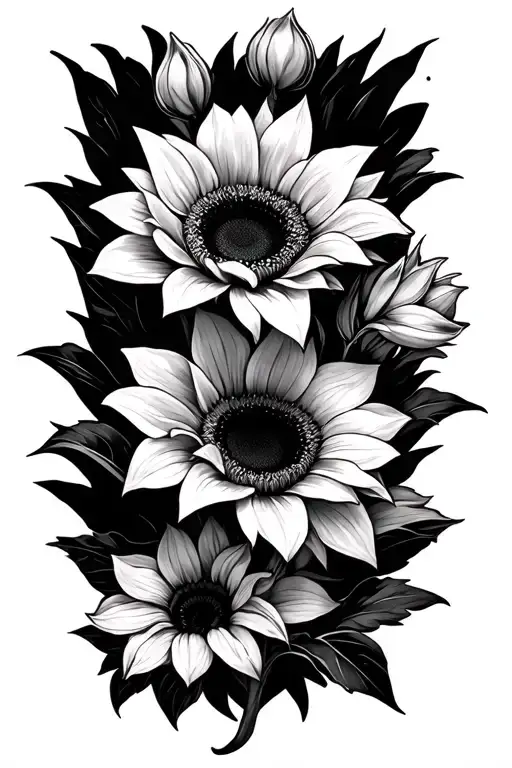 sunflower gladiolus flowers tattoo design idea