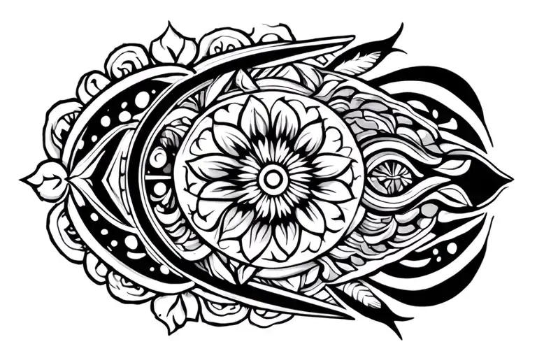 I would like a tattoo in the Māori style designed for around my abdomen to cover up any visible scars from stitches.  tattoo design idea