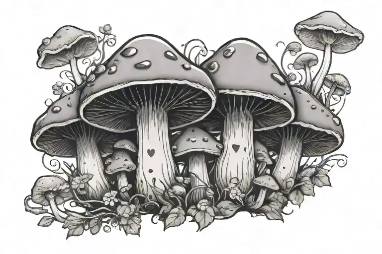 goth mushrooms tattoo design idea