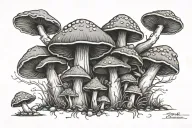 goth mushrooms tattoo design idea