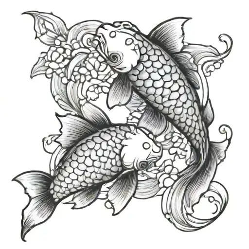 two koi fish tattoo design idea