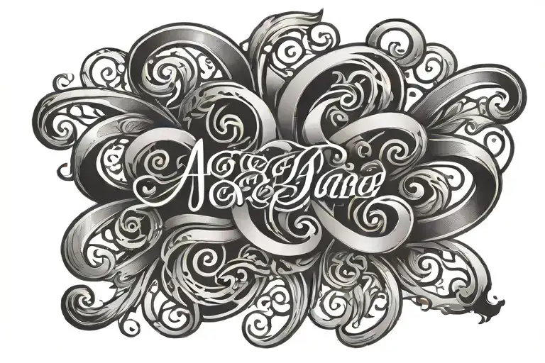 a cover up tattoo for a small name in cursive. A symbol of some kind  tattoo design idea
