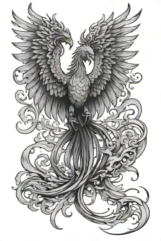  Scorpio transformation into Phoenix rising from ashes tattoo design idea