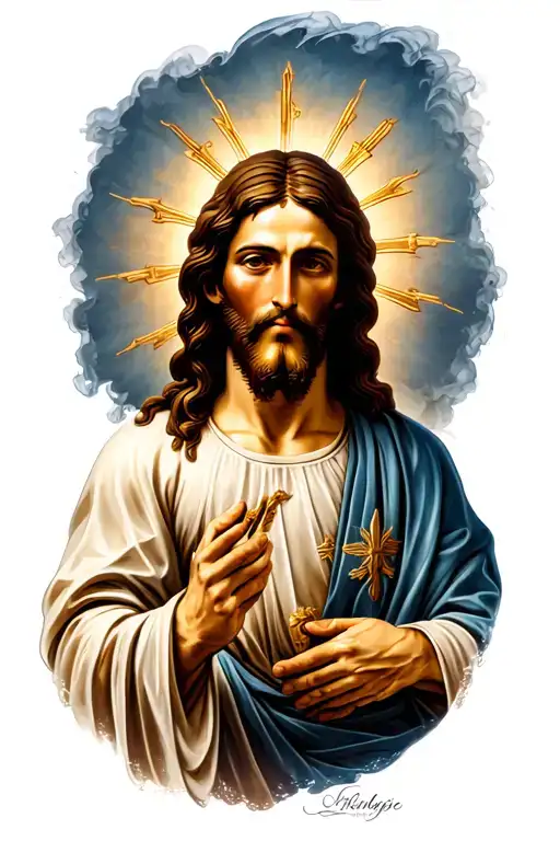 Jesus Christ holding tattoo design idea