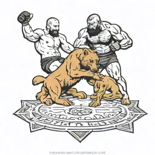 Khamzat Chimaev wrestling a bear for in ufc octagon tattoo design idea