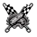 piston checkered flag crossed chain and sprocket tattoo design idea