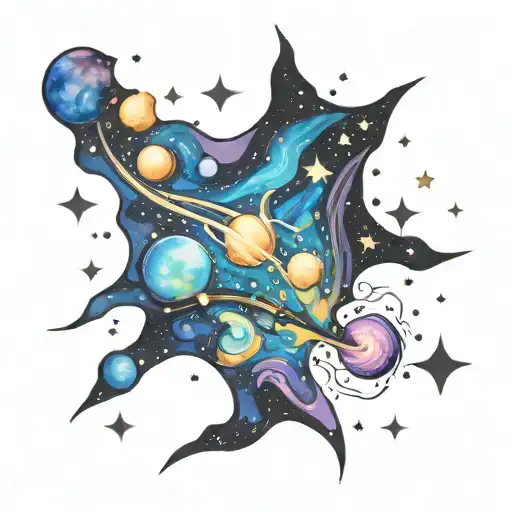 milky way with stars tattoo design idea
