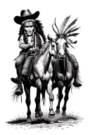 Cherokee Indian, cowboy, horses, bull riding, deer hunting, saloons, cowboys vs Indians  tattoo design idea