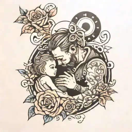 dad and child tattoo design idea