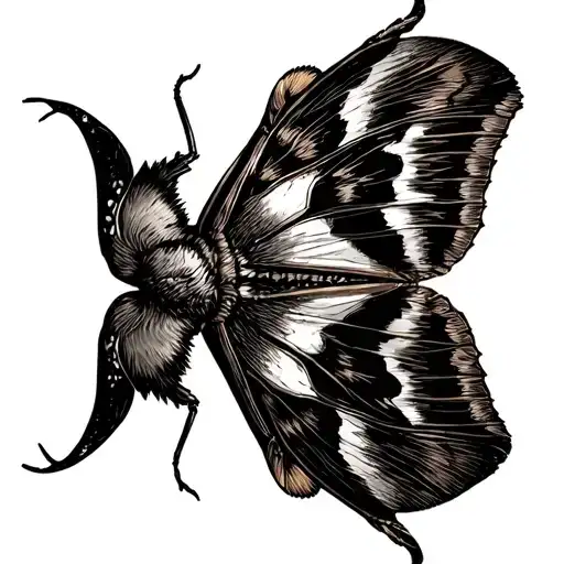 I am looking for a deaths head hawk moth in black and white, in american traditional style  tattoo design idea