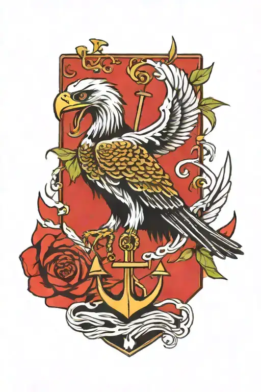 skeleton eagle, globe and anchor tattoo design idea