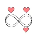 infinity symbol with 3 hearts in the lines connecting various tattoo design idea