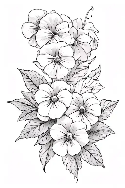crown and pansies surrounding tattoo design idea