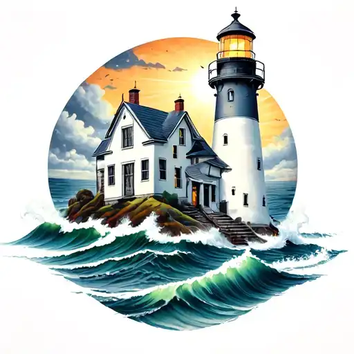 Lighthouse Guiding tattoo design idea