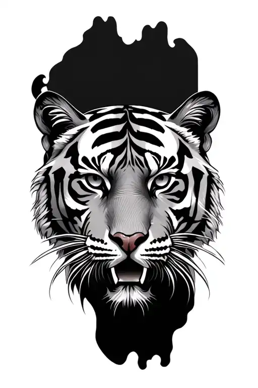 tiger face with scar  tattoo design idea