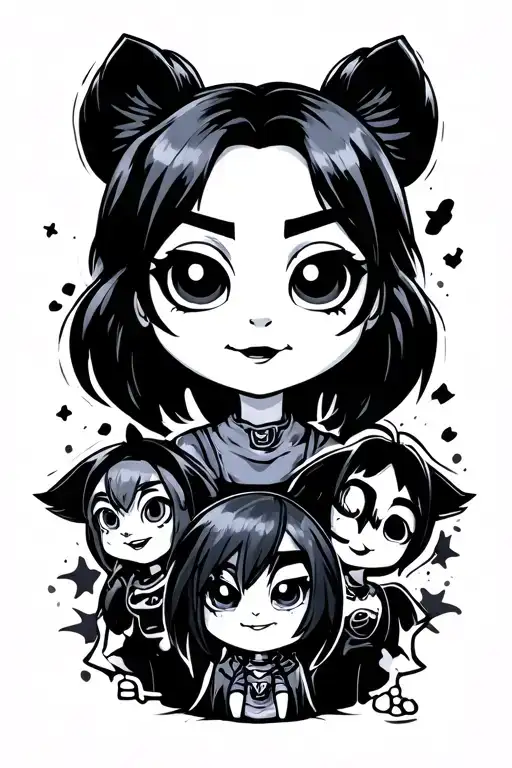 90s cartoon characters tattoo design idea