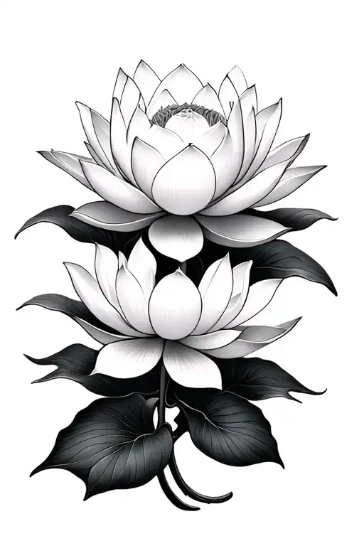 white lotus flower intertwined tattoo design idea