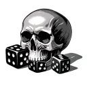 dice and skull tattoo design idea